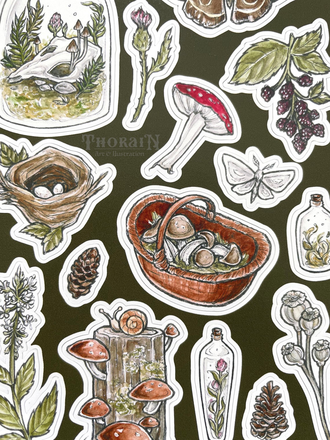 BUNDLE: Dark Cottagecore Sticker Sheets | Green Witch Journal Stickers ...