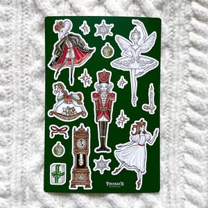 Adesivos de balé O Quebra-Nozes | Conjunto de adesivos clássicos de Natal vitoriano | Adesivos aconchegantes para festas | Adesivos de vinil festivos vintage