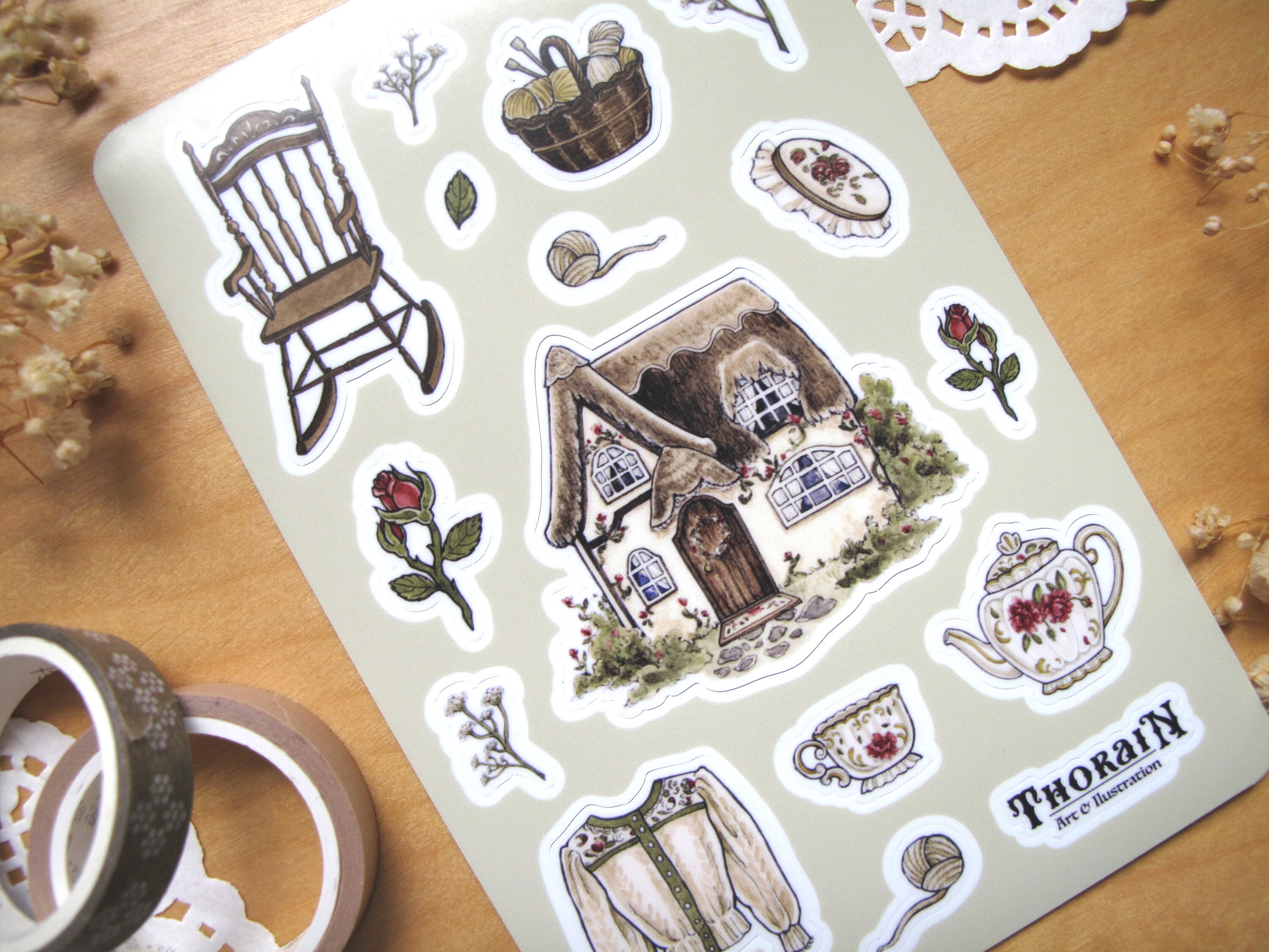 Cottagecore Sticker Sheet | Aesthetic Cottagecore Stationery ...