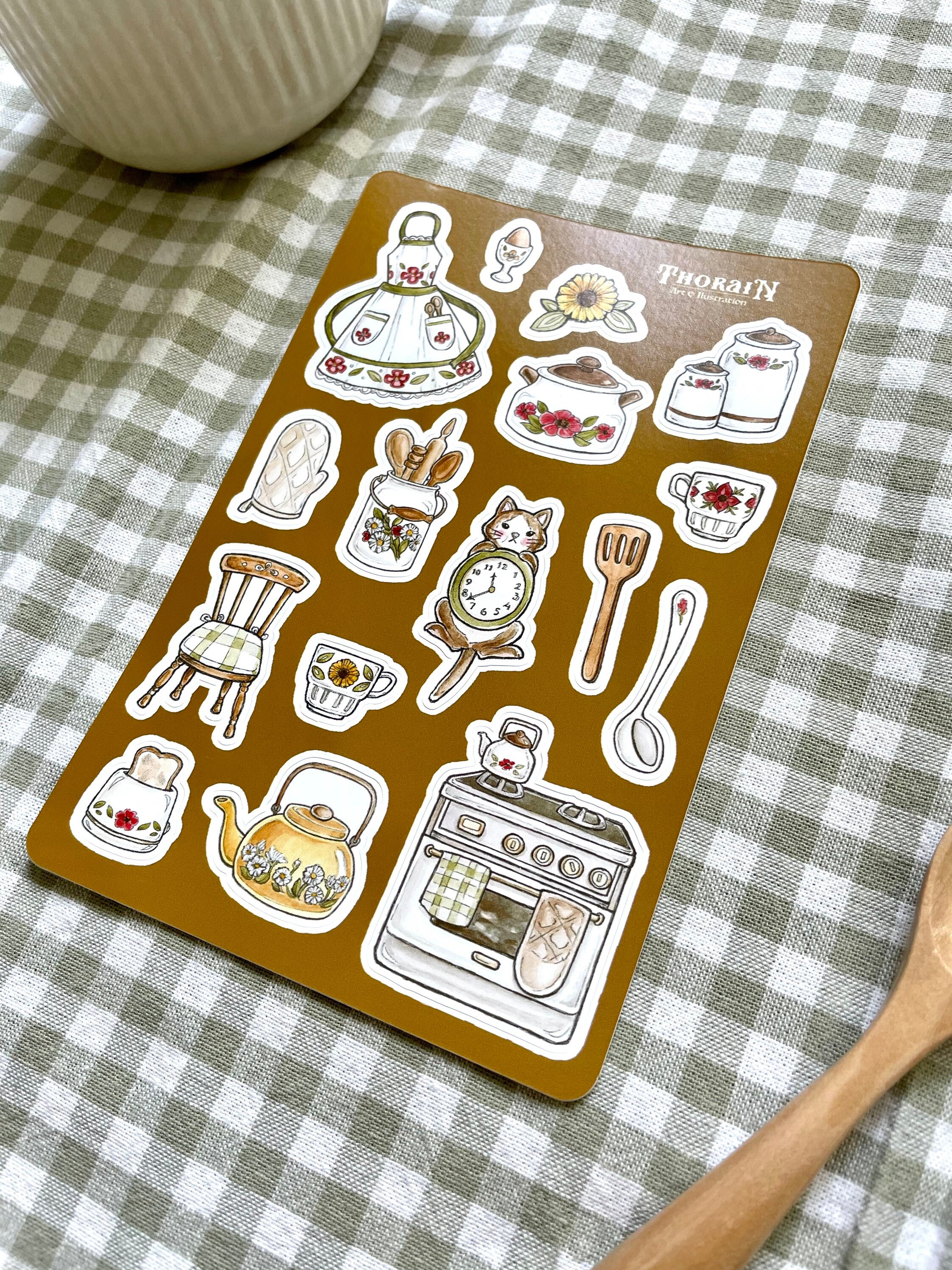Cozy Cottagecore Kitchen Sticker Sheet | Kitschy Kitchen Sticker Set ...