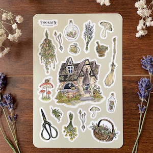 Cottage Witch Sticker Sheet Witchy Journal Stickers Dark - Etsy