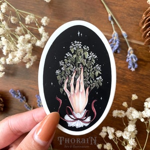 Victorian Gothic Witch Sticker | Dark Cottagecore Vinyl Sticker | Cottage Witch Sticker | Magical Fairytale Stationery | Witchy Hand Sticker