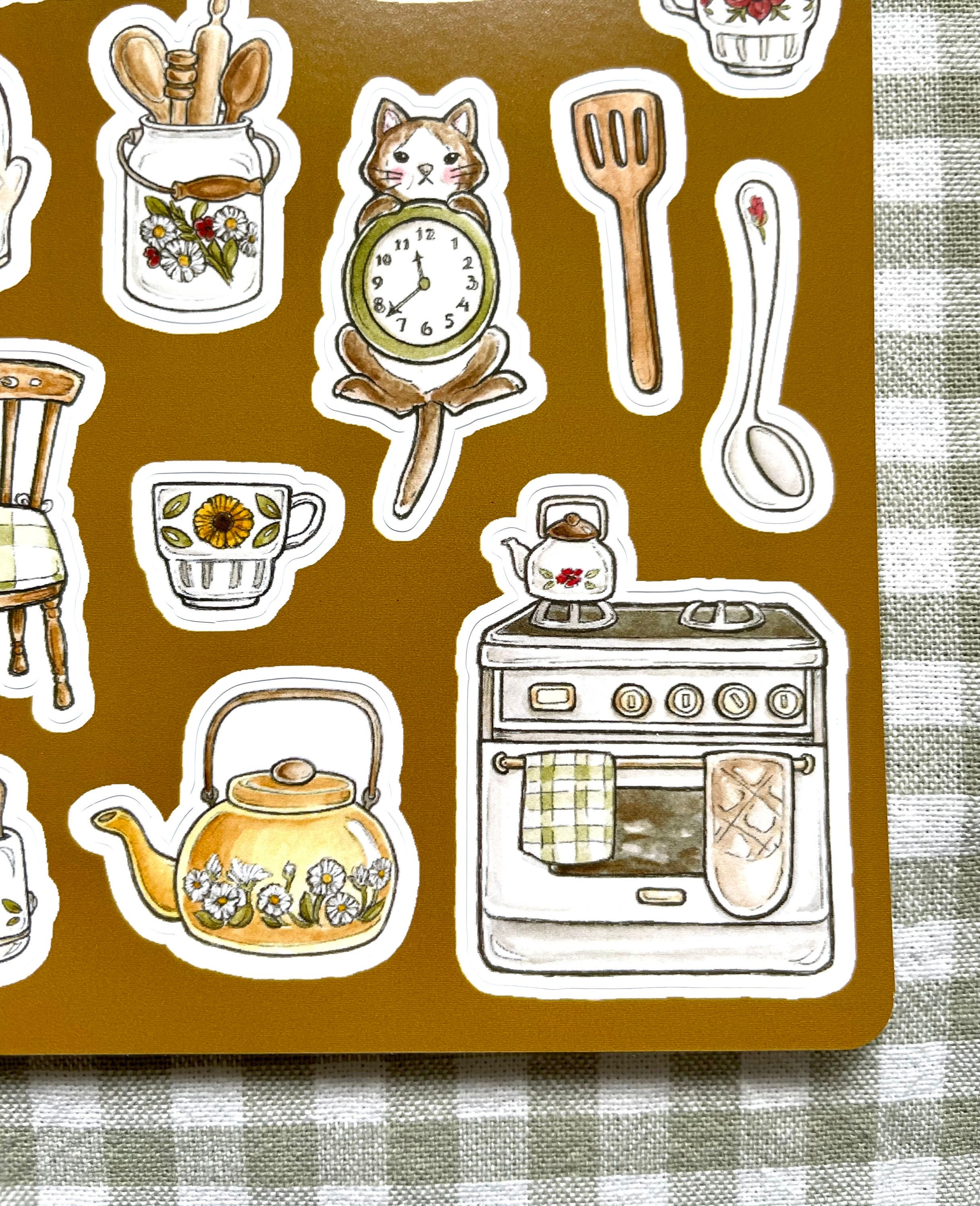 Cozy Cottagecore Kitchen Sticker Sheet | Kitschy Kitchen Sticker Set ...