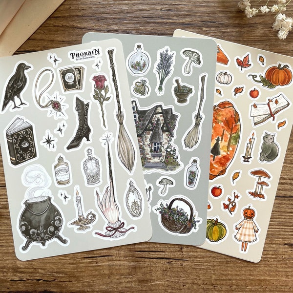 Witchy Aesthetic Sticker Bundle | Viktorianische Hexenaufkleber | Cottage Witch StickerBogen | Herbst Hexen Sticker Set | Witchy Journal Pack