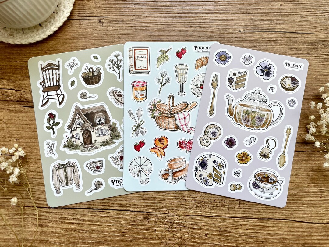 Spring Cottagecore Sticker Sheet Bundle | Garden Picnic Sticker Set ...