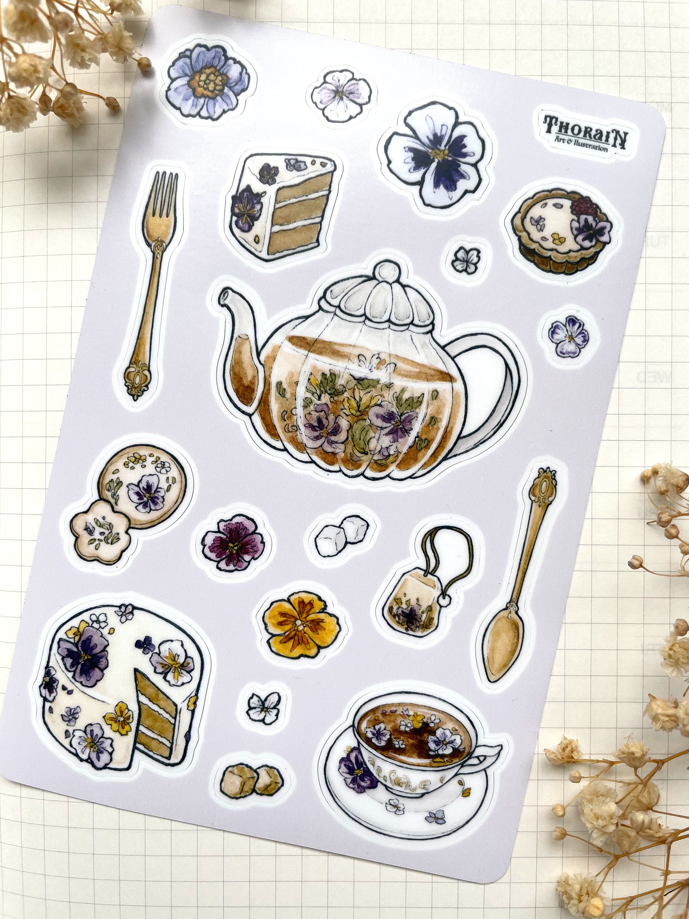 Floral Tea Party Sticker Sheet Cozy Tea Sticker Set - Etsy Canada