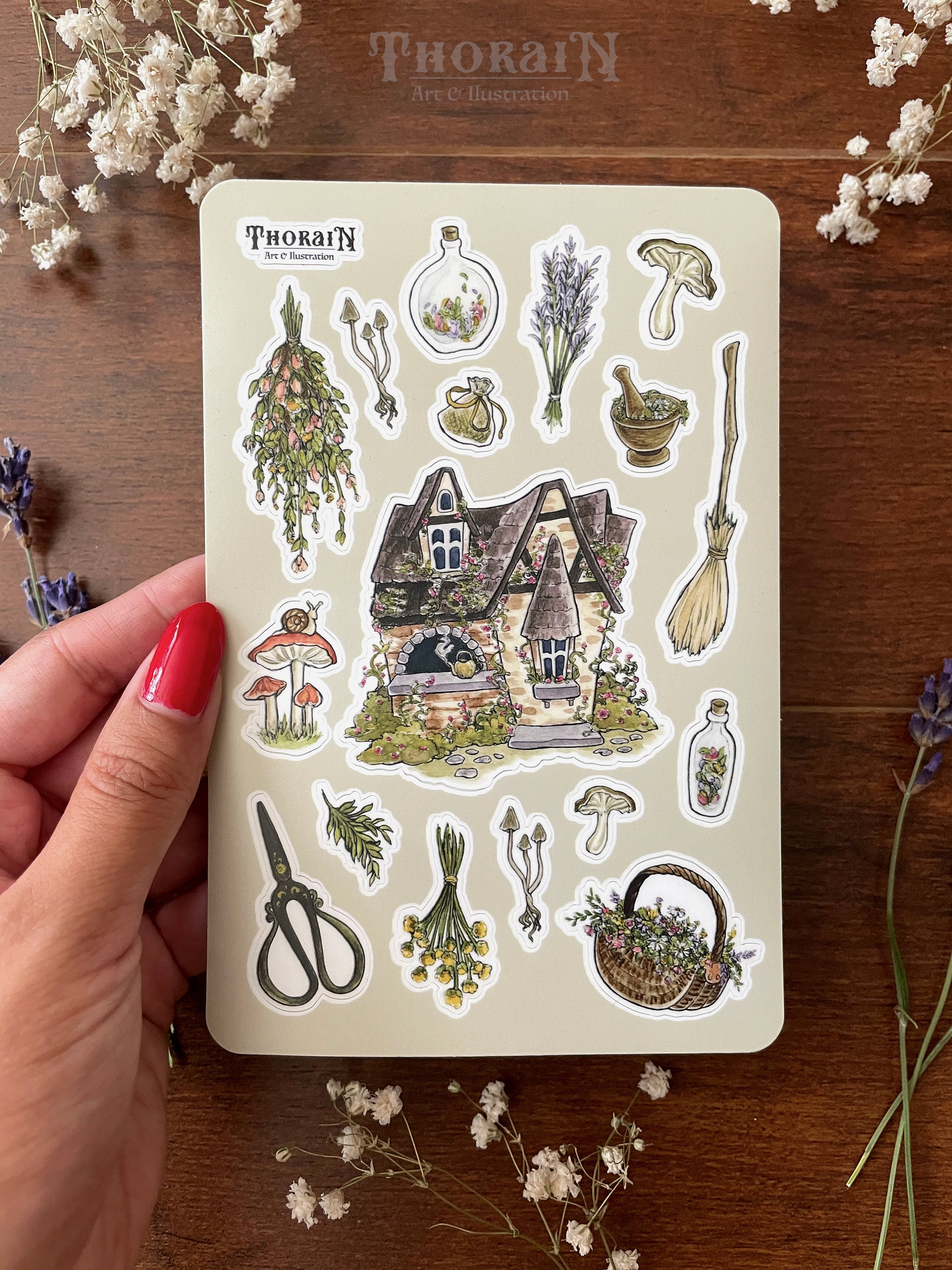 Cottage Witch Sticker Sheet Witchy Journal Stickers Dark | Etsy