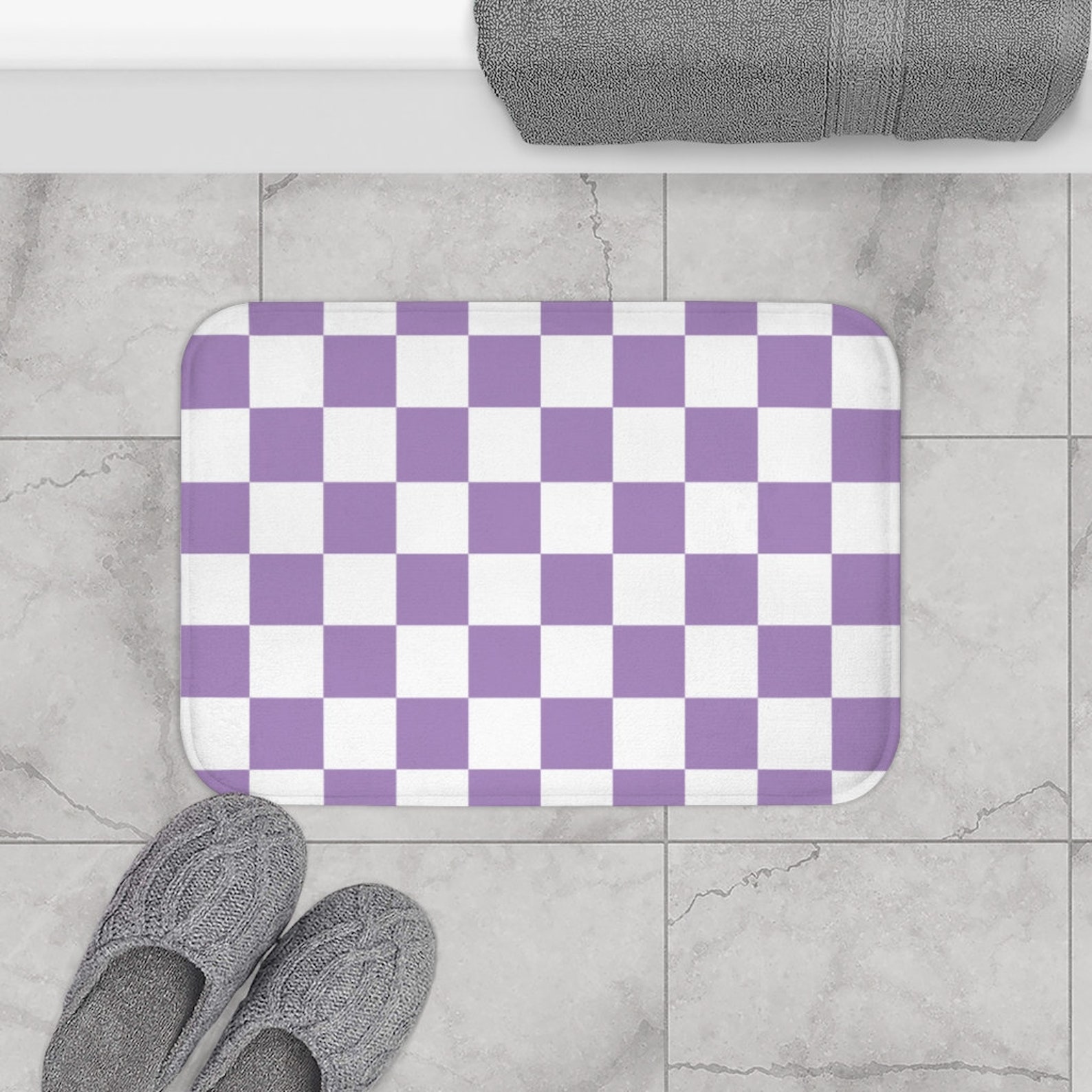 Bath Mat Checkered Pattern Best Decoration for Bathroom Etsy Australia