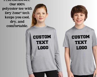 Youth Custom Performance Shirt, Add Your Own Text, Custom Personalized Youth Long Slevee Shirt,Moisture-Wicking Tee