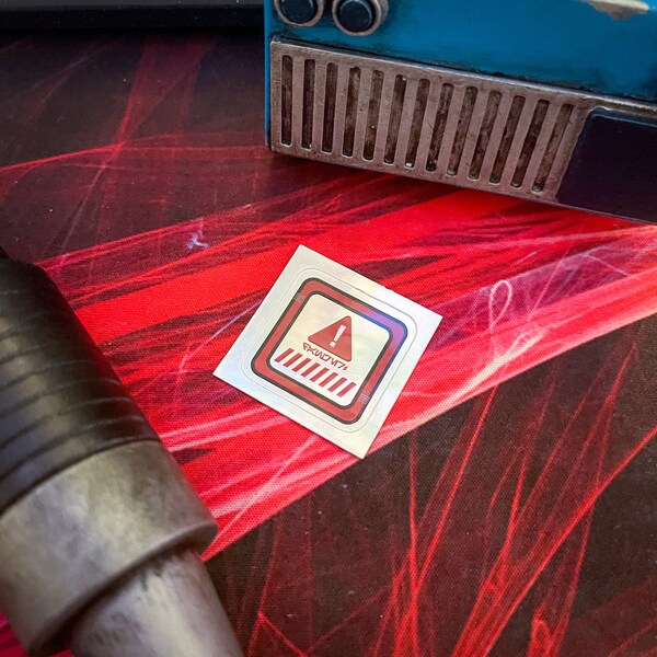 Danger Aurebesh Square Holographic Sticker