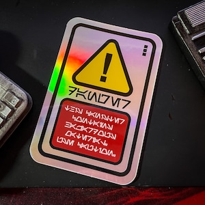 Danger Harmful Material Aurebesh Holographic Sticker