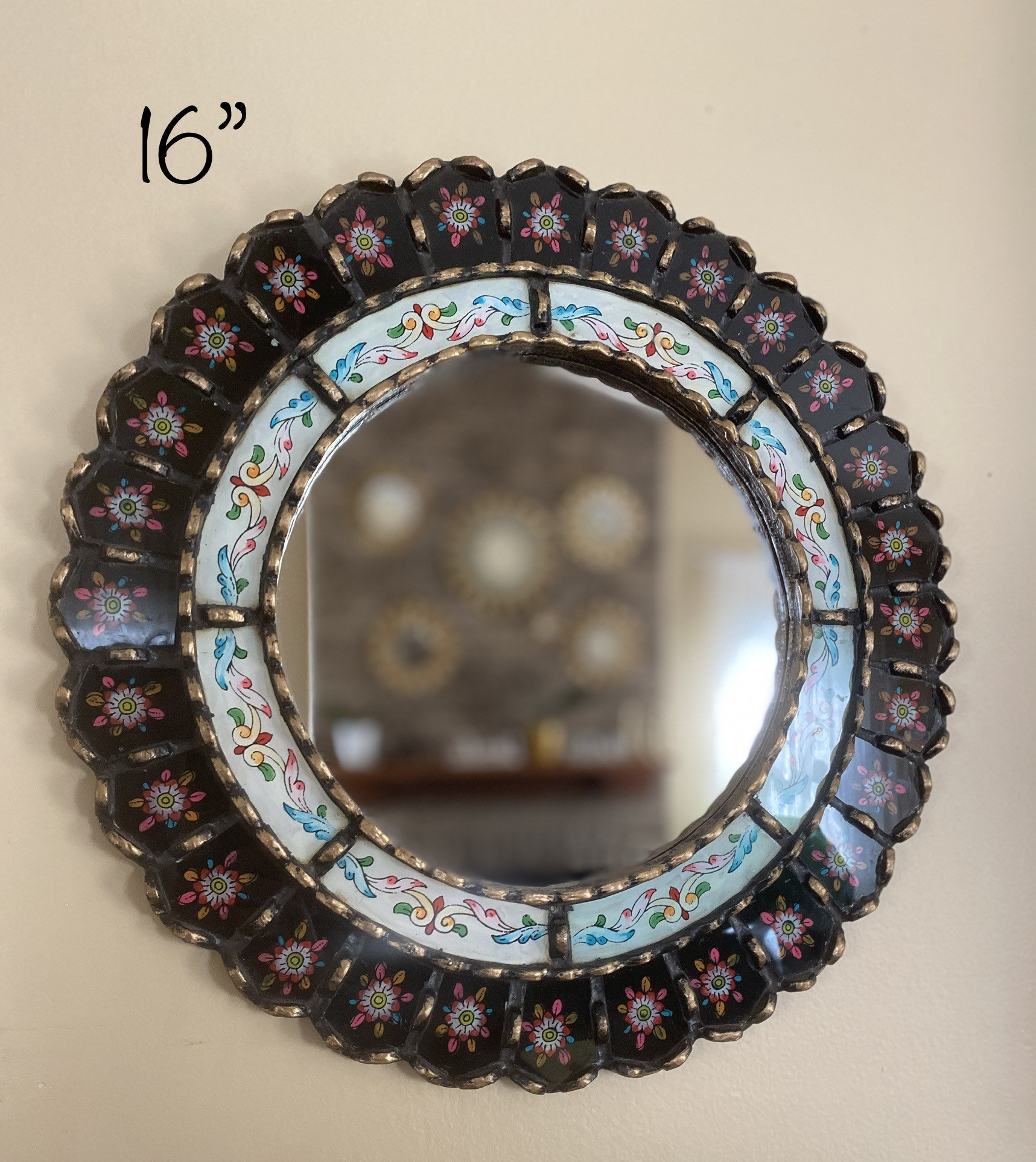 Arch Mirror, Spanish Peruvian Painted Glass Mirror, Blue and White Tile  Design Decorative Mirror, Mediterranean Mirror, Bohemian Mirror 