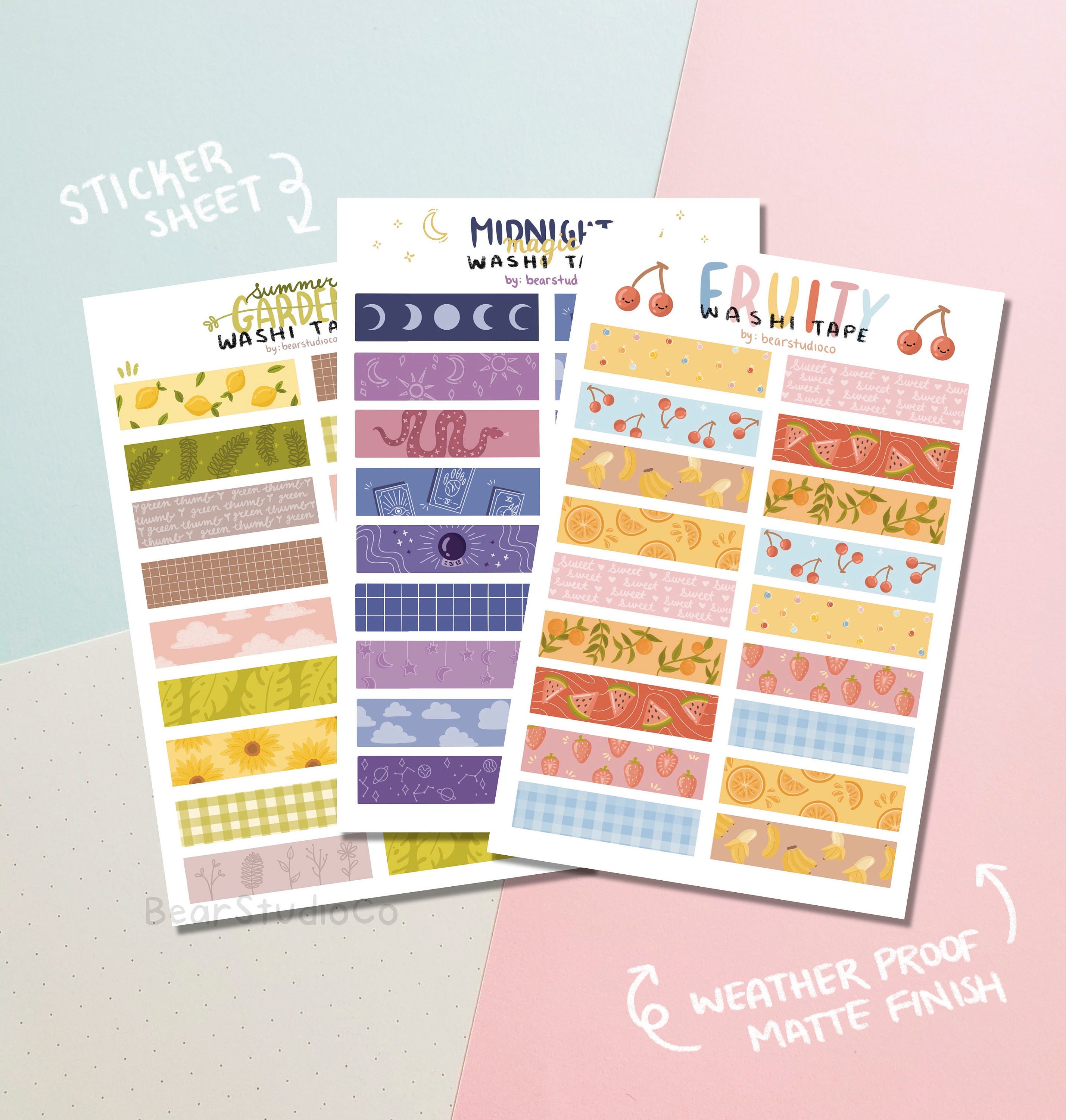 Washi Tape Sticker Sheets Journal Sticker Scrapbook Etsy