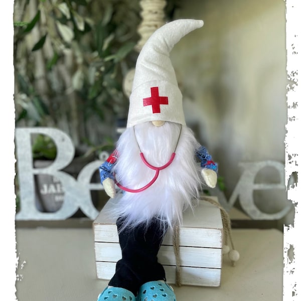 Nurse Gnome, Gnome for Health Care Provider, Medical Staff Appreciation, Medical Office Decor, Gift for Nursing Student, Large Shelf Sitter