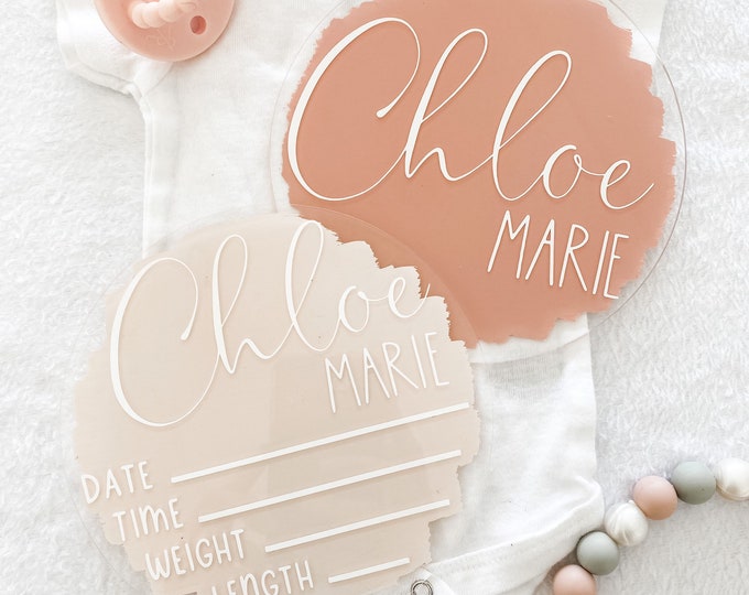 Hospital Birth Announcement Acrylic Disc / Personalized Baby Name Birth ...
