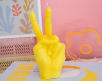 Peace Sign Candle / Hand Gesture / Peace Candle / Peace and Love / Gift Ideas / Holiday Gifts / Home Decor / Aesthetic Candle /Hippie Candle