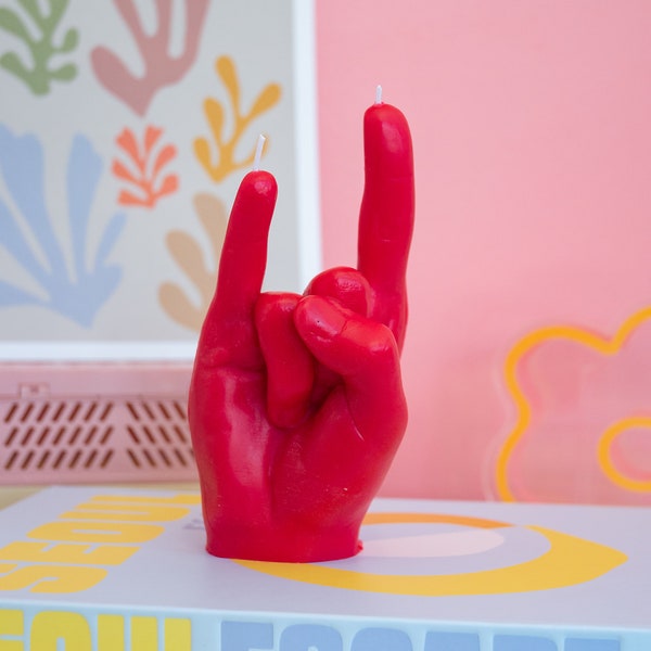 Rock On Candle / Hand Gesture Candle / Devil Horns / Custom Colour and Scents / Premium Paraffin Wax / Gift Ideas / Cool / Rock and Roll