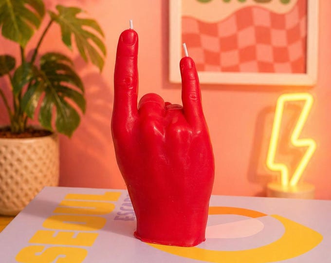 Rock On Hand Candle: Custom Color Soy Wax Candle