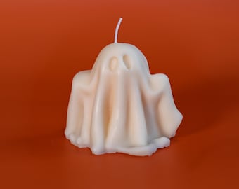 Sheet Ghost Candle: Halloween Decor, Handcrafted Soy Wax Candle