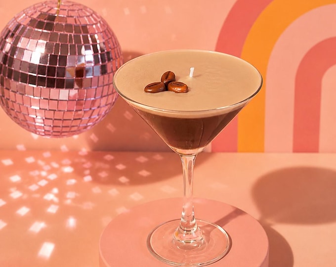 Espresso Martini Candle, Roasted Coffee Scent, Handcrafted Coconut Wax Cocktail Candle
