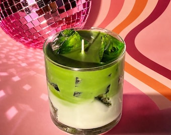 Iced Matcha Latte Candle: 10 Oz Coconut Wax Vanilla Scent