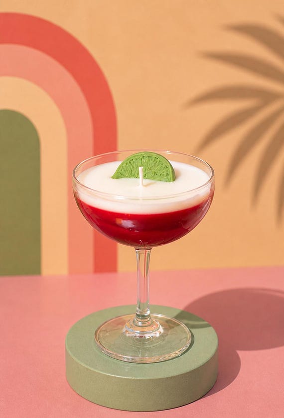 Cosmopolitan Candle: Handcrafted Coconut Wax Martini Glass Candle