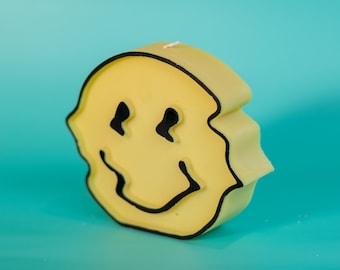 Goofy Smiley Face Candle / Smiley Face Candle / Faded Candle / Funny Candle / Fun Candle / Edgy / Unique Candle / Good Vibes
