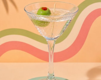 Dirty Martini Candle - Realistic Gel Wax Cocktail Candle with Olive - Boozy Bar Candle Martini lover gift
