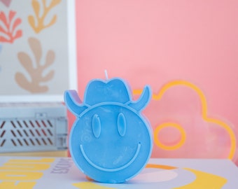 Howdy Candle / Cow Boy Candle / Smiley Face / Cute Candle / Cowboy / Cow Girl / Cow Girl Candle / Home Decor / Y2K