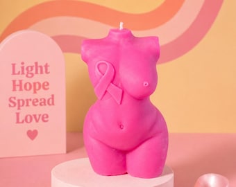Breast Cancer Awareness Candle: Handmade Soy Wax Women's Body Form