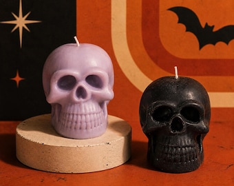 Handmade Skull Candle: Gothic Halloween Decor, Soy Wax