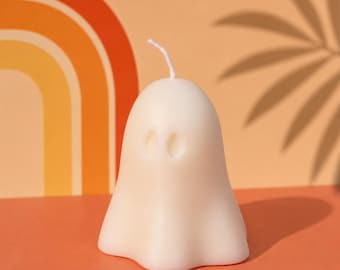 Ghost Candle: Halloween Soy Wax Pillar (3.15 Inch)