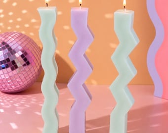 Zig Zag Soy Pillar Candle: Funky Home Decor