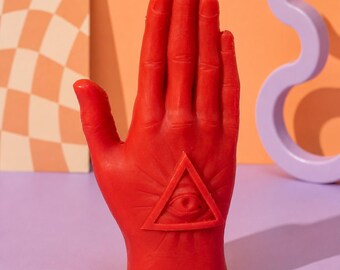 Vela de mano Mantra: Cera de soja totalmente natural, diseño del tercer ojo.