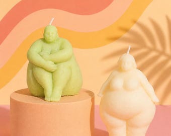 Curvy Woman Soy Wax Candle: Abstract Body Positive Decor