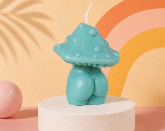 Curvy Mushroom Soy Candle: Funny Fungi Decor