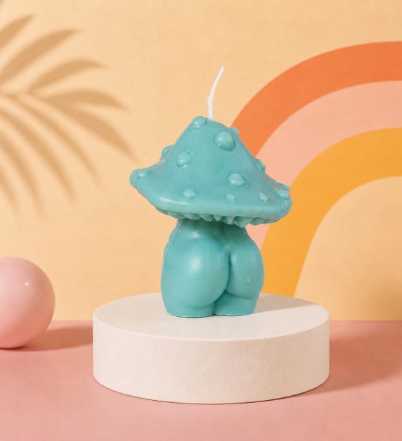 Curvy Mushroom Soy Candle: Funny Fungi Decor