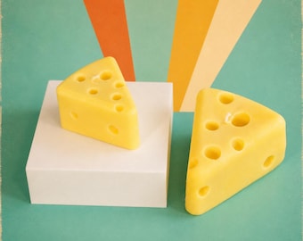 Handcrafted Cheese Slice Candle: Novelty Soy Wax Food Candle