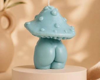 Curvy Mushroom Soy Candle: Funny Fungi Decor