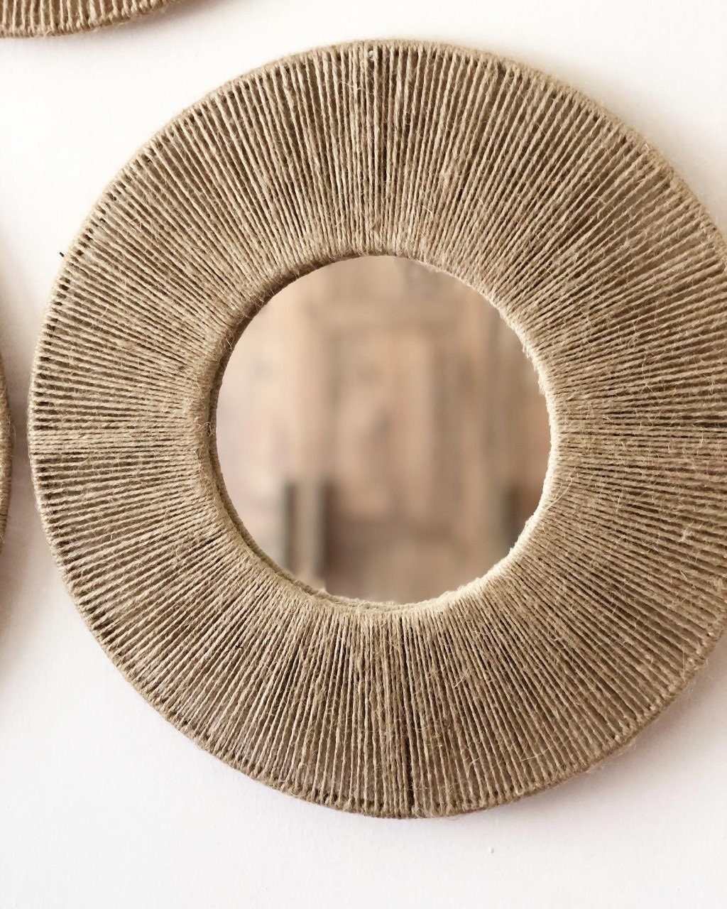 Jute Mirror Set Round Jute Mirror Jute Mirror Boho Mirror Etsy UK