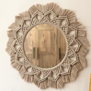 Large Macrame Mirror , Macrame Wall Hanging Mirror , Bedroom Decor Gift , Boho Mirror , Fast Shipping (1-3 Days) Living Room Decor , Express