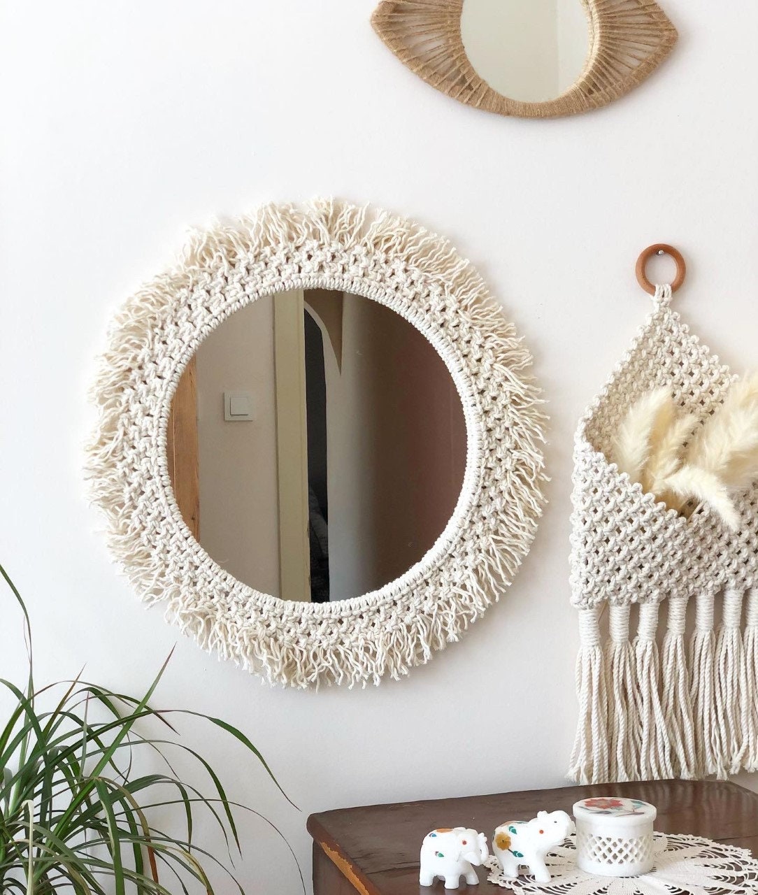 Macrame Mirror Round Macrame Mirror Tassel Macrame Mirror Etsy UK