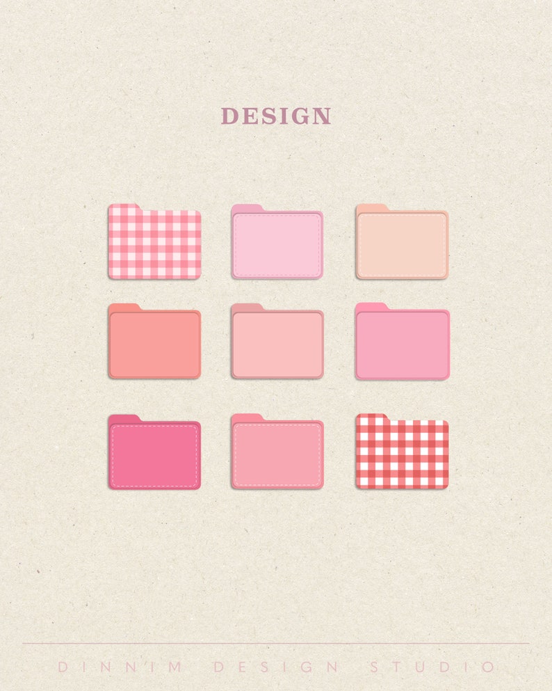 Pink Color Desktop Folder Icons, MacBook Organizer Icons, Folder Icons