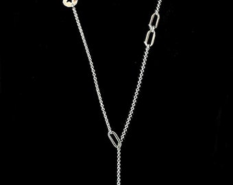 Collier sautoir argenté étoile et maillons ovales