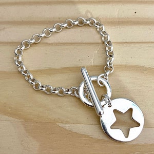 Large star chain toggle bracelet
