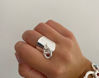 Bague breloque maille marine