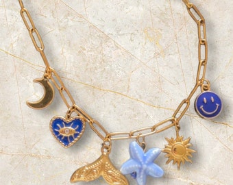 Collier charms blue