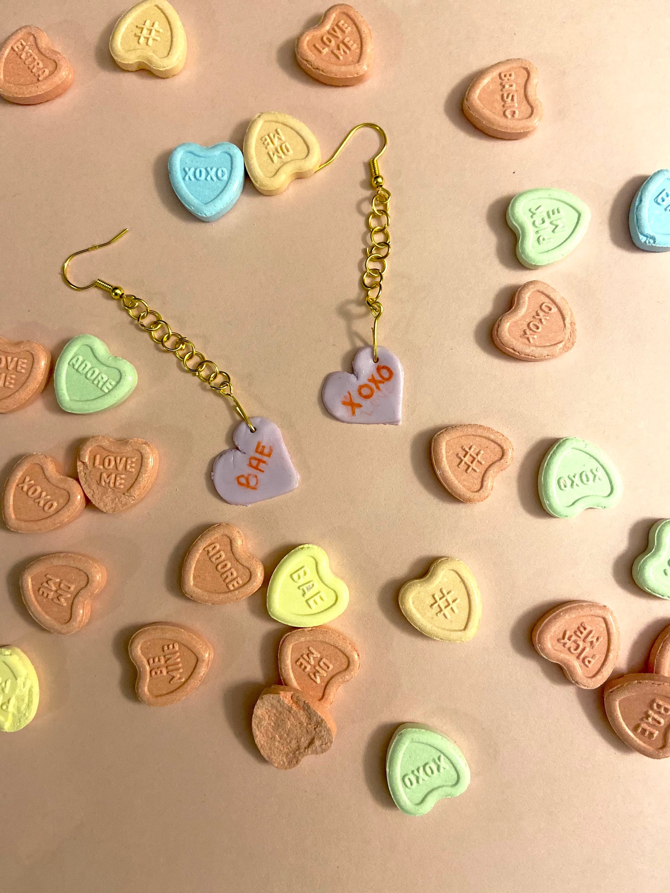Candy heart polymer earrings Etsy