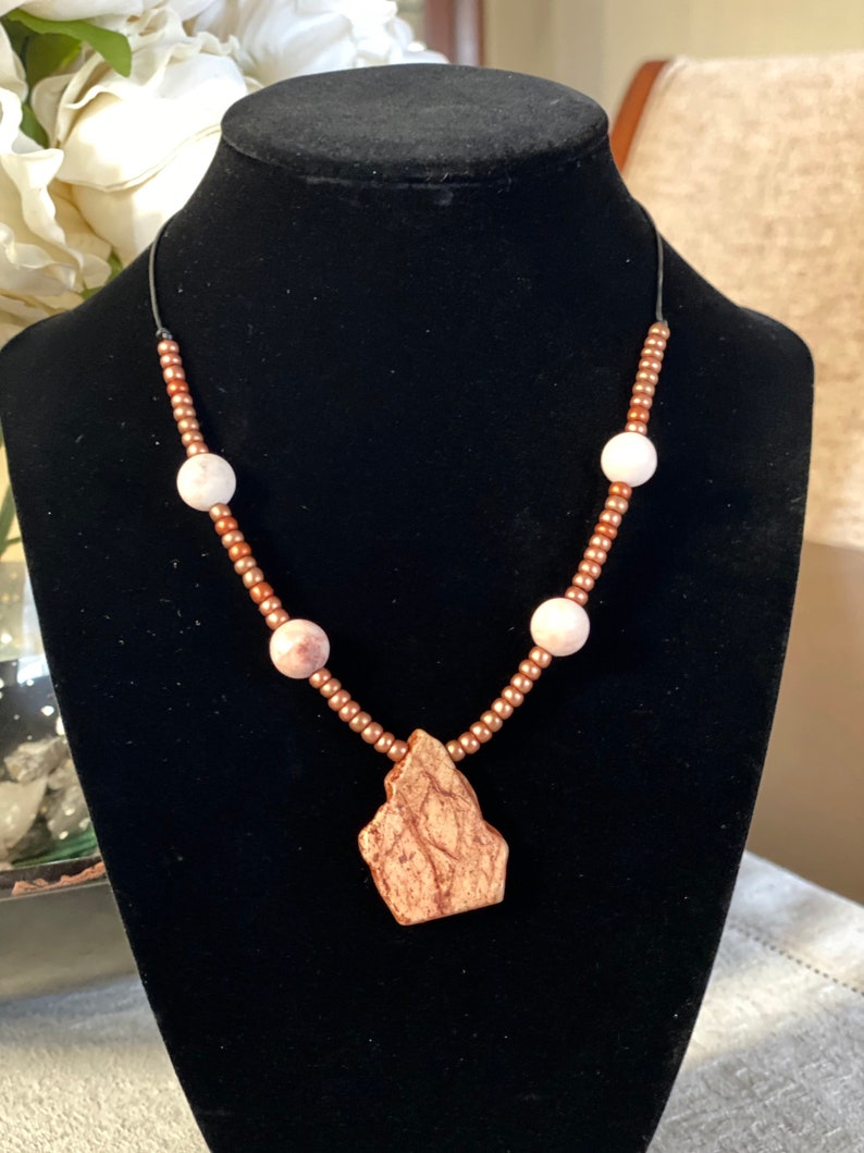 Stone Pendant Beaded Necklace