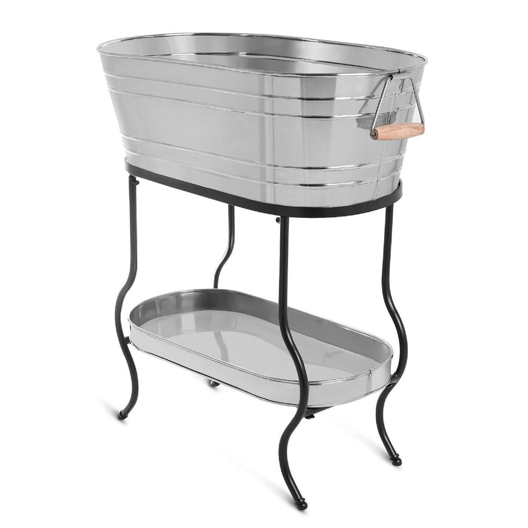 Steel Galvanized Beverage Tub With Stand and Tray Oval Shape by MG Decor Madhu Collection Etsy